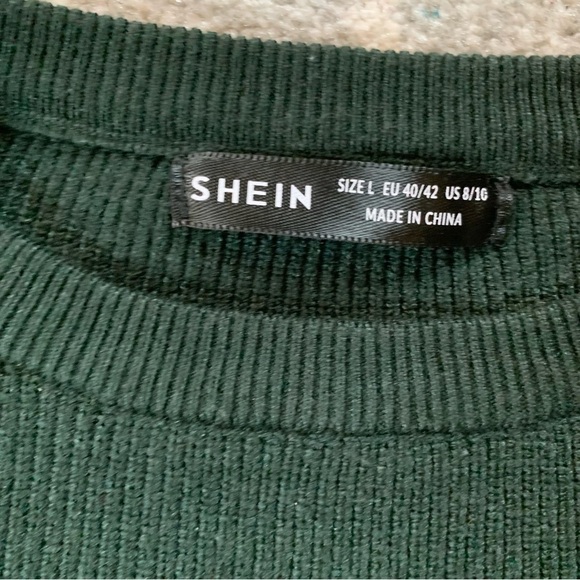 SHEIN Forest Green, Tan and Ivory Color Block Oversized Crew Neck Sweater - Picture 3 of 5